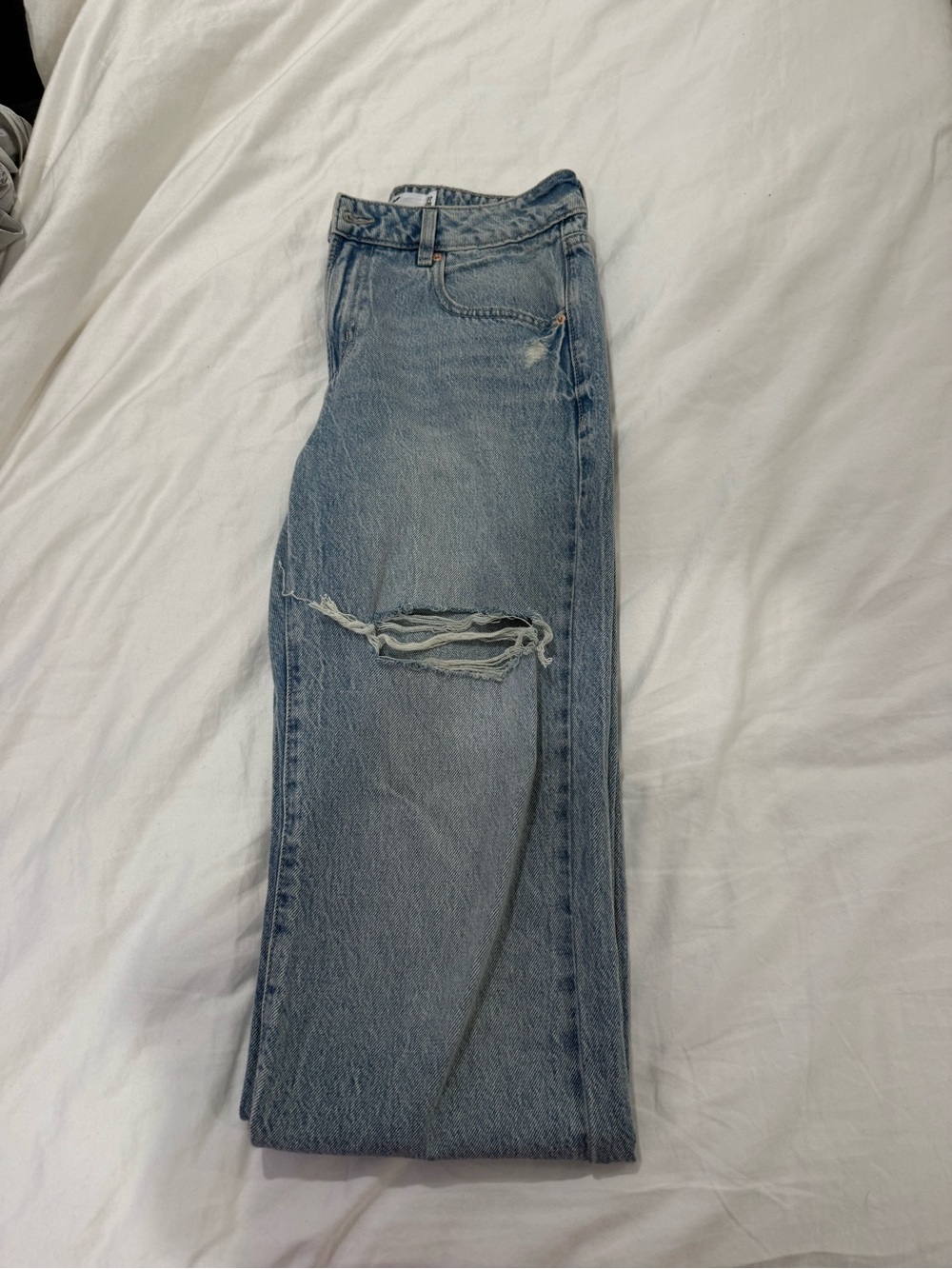 Garage Light Blue Straight Leg Distressed Jeans